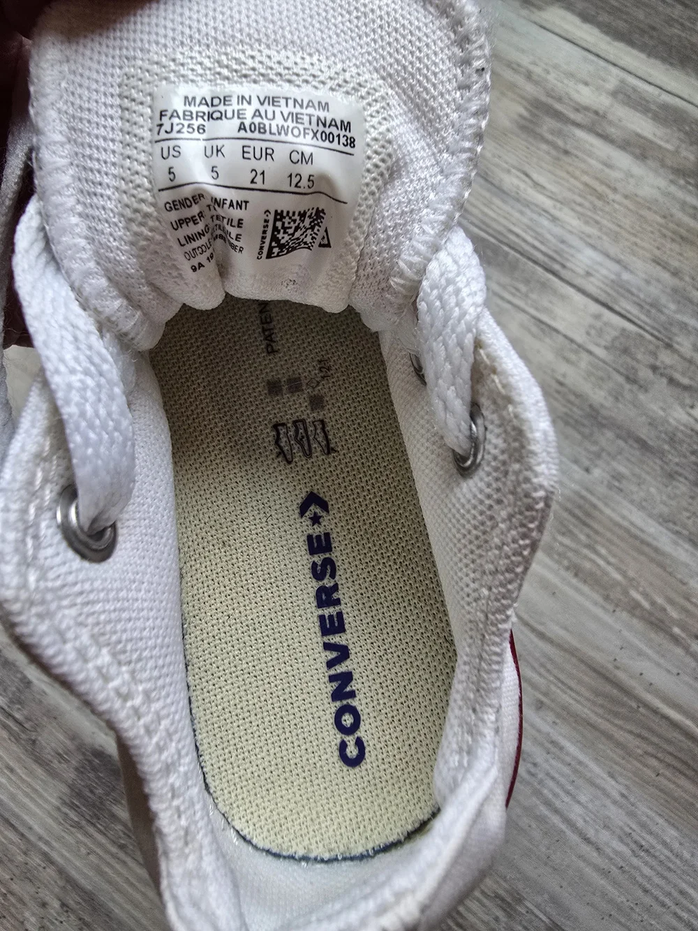 Converse Kids White Low Top Sneakers with Red & Navy Trim